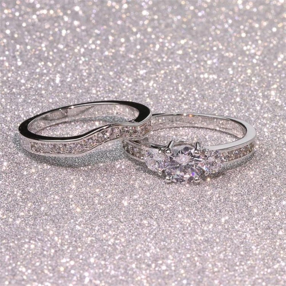 Shiny Round CZ Luxury Silver Beautiful Wedding Ring for Women, K876 - Picture 9 of 11
